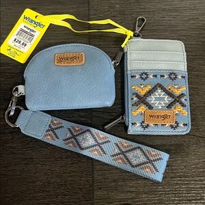 Wrangler Blue and Gray Wallet Set
